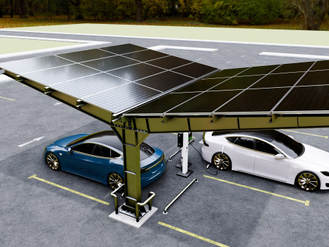 Y Type 2x2 Car Solar Carport 3Dモデル