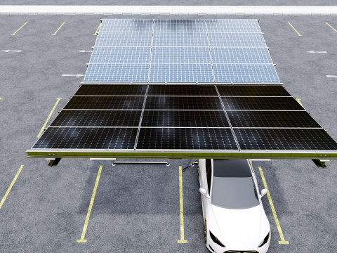 Y Type 2x2 Car Solar Carport 3Dモデル
