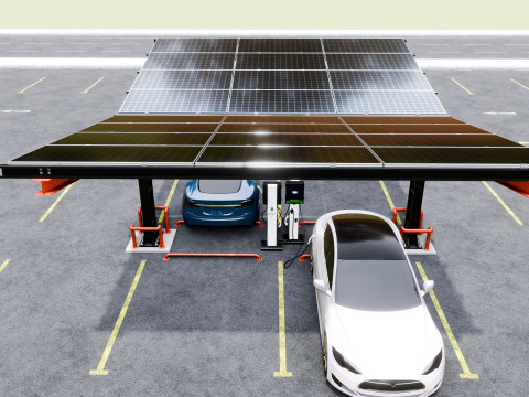 Y Type 2x2 Car Solar Carport 3Dモデル