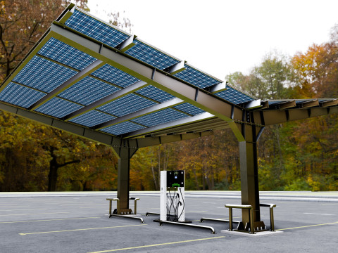 Y Type 2x2 Car Solar Carport 3Dモデル