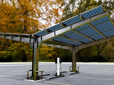 Y Type 2x2 Car Solar Carport 3Dモデル