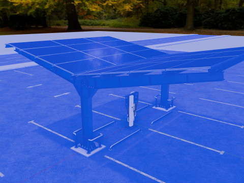 Y Type 2x2 Car Solar Carport 3Dモデル