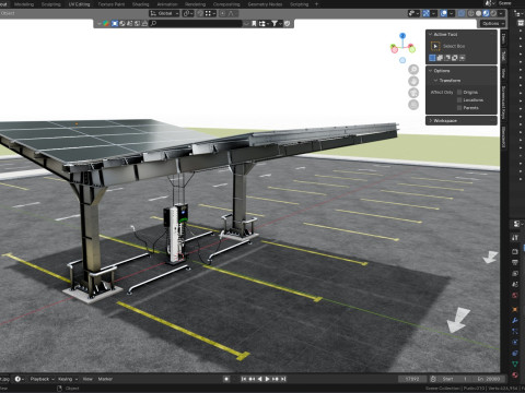 Y Type 2x2 Car Solar Carport 3Dモデル