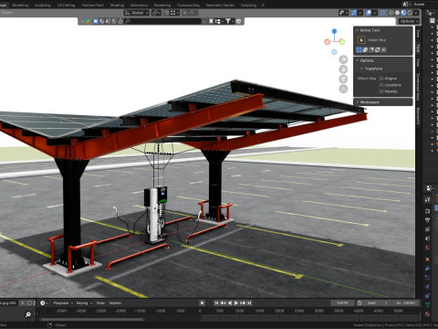 Y Type 2x2 Car Solar Carport 3Dモデル
