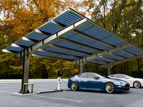 L Type 4 Car Solar Carport Modelo 3D