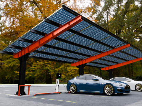 L Type 4 Car Solar Carport Modello 3D