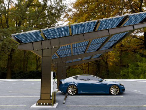 L Type 4 Car Solar Carport Modello 3D