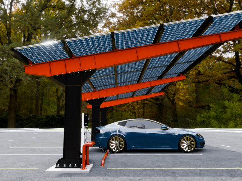 L Type 4 Car Solar Carport Modello 3D