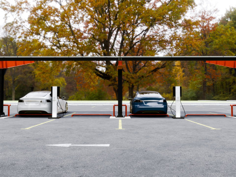 L Type 4 Car Solar Carport Modello 3D