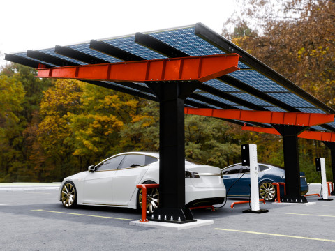 L Type 4 Car Solar Carport Modello 3D