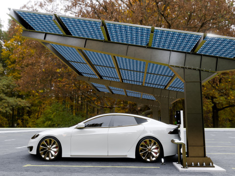L Type 4 Car Solar Carport Modello 3D