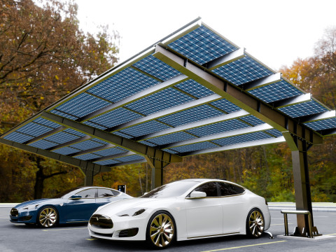 L Type 4 Car Solar Carport Modello 3D