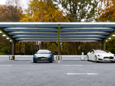 L Type 4 Car Solar Carport Modello 3D
