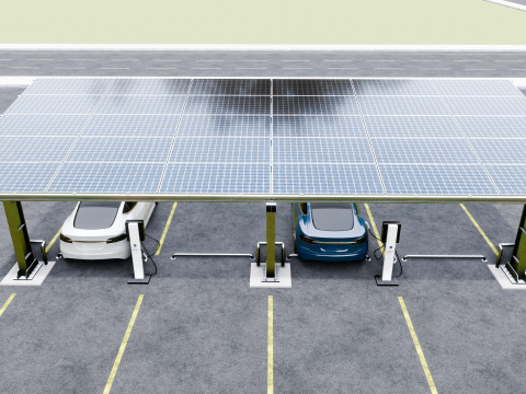 L Type 4 Car Solar Carport Modello 3D