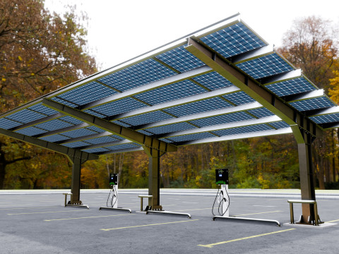 L Type 4 Car Solar Carport Modello 3D