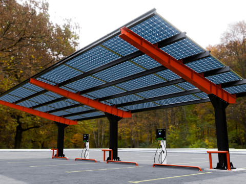 L Type 4 Car Solar Carport Modello 3D