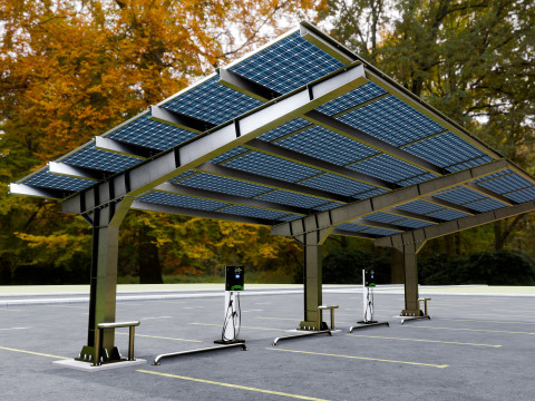 L Type 4 Car Solar Carport Modello 3D