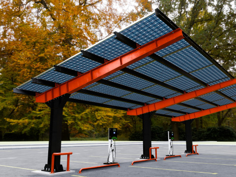 L Type 4 Car Solar Carport Modello 3D