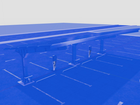 L Type 4 Car Solar Carport Modello 3D