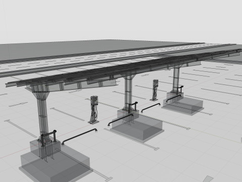 L Type 4 Car Solar Carport Modello 3D