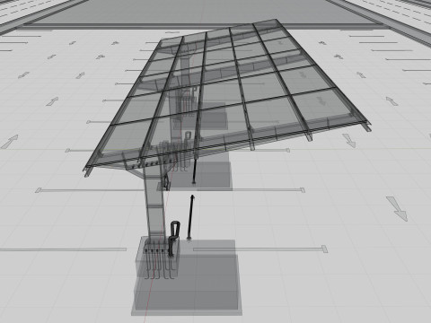 L Type 4 Car Solar Carport Modello 3D
