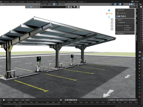 L Type 4 Car Solar Carport Modello 3D