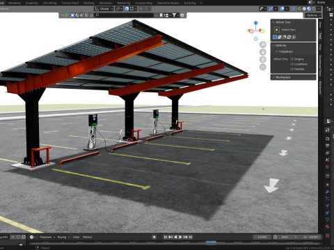 L Type 4 Car Solar Carport Modello 3D