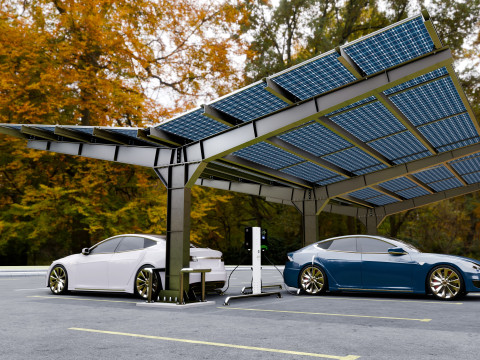 Y Type 4x2 Car Solar Carport 3D Model