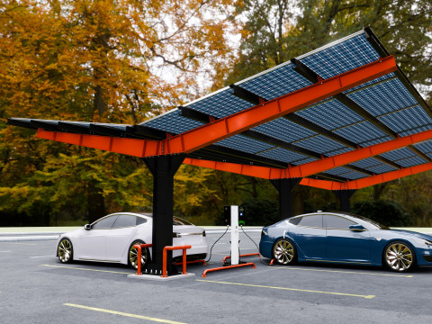 Y Type 4x2 Car Solar Carport 3D Model