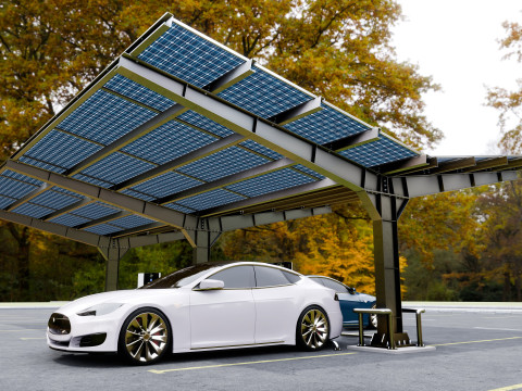 Y Type 4x2 Car Solar Carport 3D Model