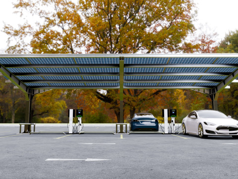 Y Type 4x2 Car Solar Carport 3D Model