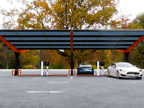 Y Type 4x2 Car Solar Carport 3D Model