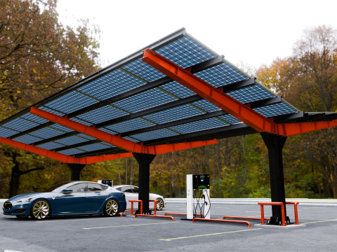Y Type 4x2 Car Solar Carport 3D Model