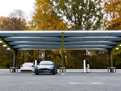 Y Type 4x2 Car Solar Carport 3D Model
