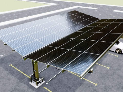 Y Type 4x2 Car Solar Carport 3D Model
