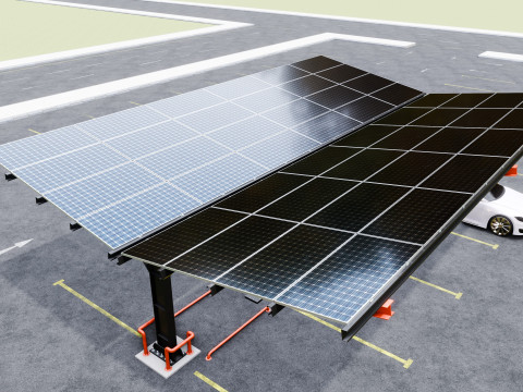 Y Type 4x2 Car Solar Carport 3D Model