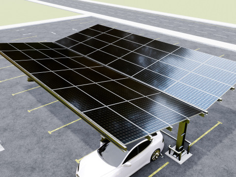 Y Type 4x2 Car Solar Carport 3D Model