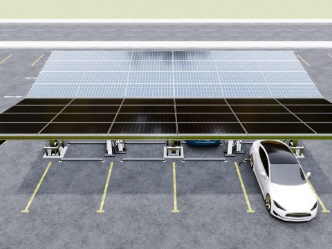 Y Type 4x2 Car Solar Carport 3D Model