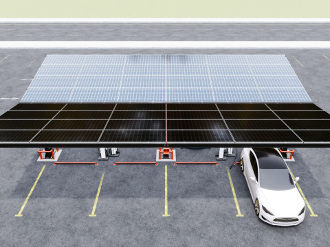 Y Type 4x2 Car Solar Carport 3D Model