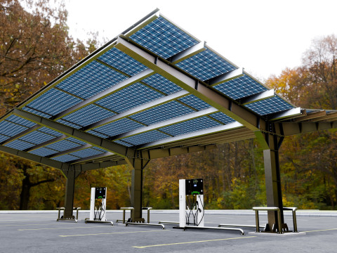 Y Type 4x2 Car Solar Carport 3D Model