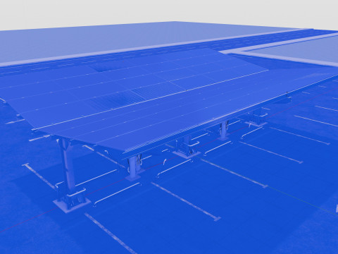 Y Type 4x2 Car Solar Carport 3D Model