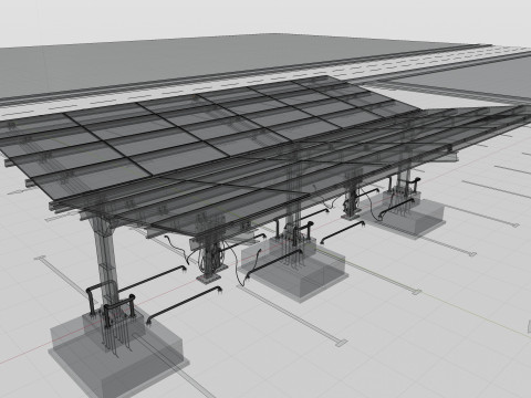 Y Type 4x2 Car Solar Carport 3D Model
