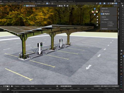 Y Type 4x2 Car Solar Carport 3D Model