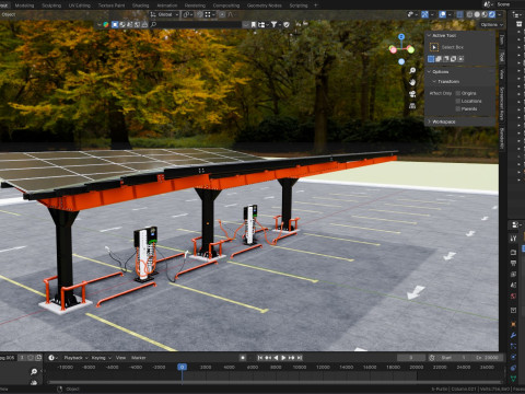 Y Type 4x2 Car Solar Carport 3D Model