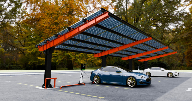 L Type 6 Car Solar Carport Modello 3D .c4d .max .obj .3ds .fbx .stl .blend 