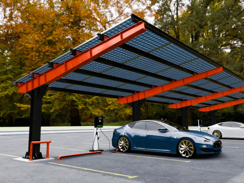 L Type 6 Car Solar Carport 3D Model