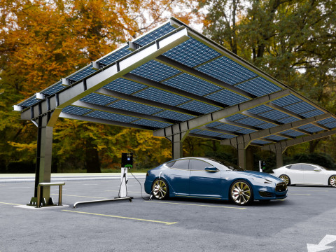 L Type 6 Car Solar Carport Modello 3D