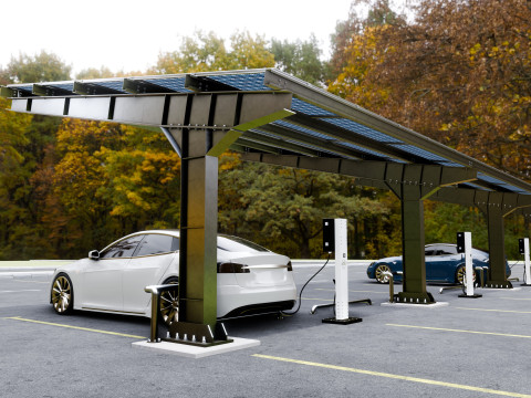 L Type 6 Car Solar Carport Modello 3D