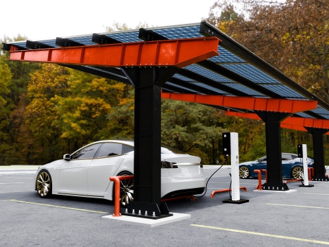 L Type 6 Car Solar Carport Modello 3D