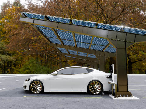 L Type 6 Car Solar Carport Modello 3D
